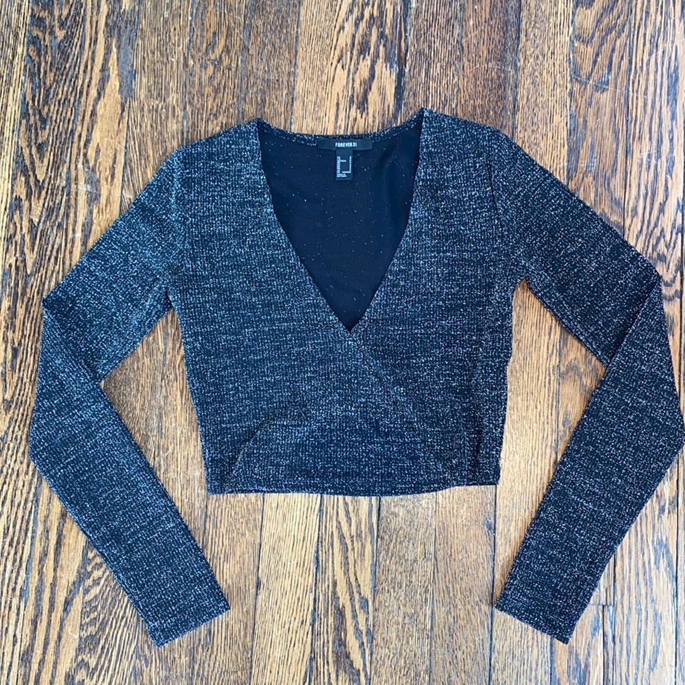 Forever 21 Sparkly Surplice Top - Size Small